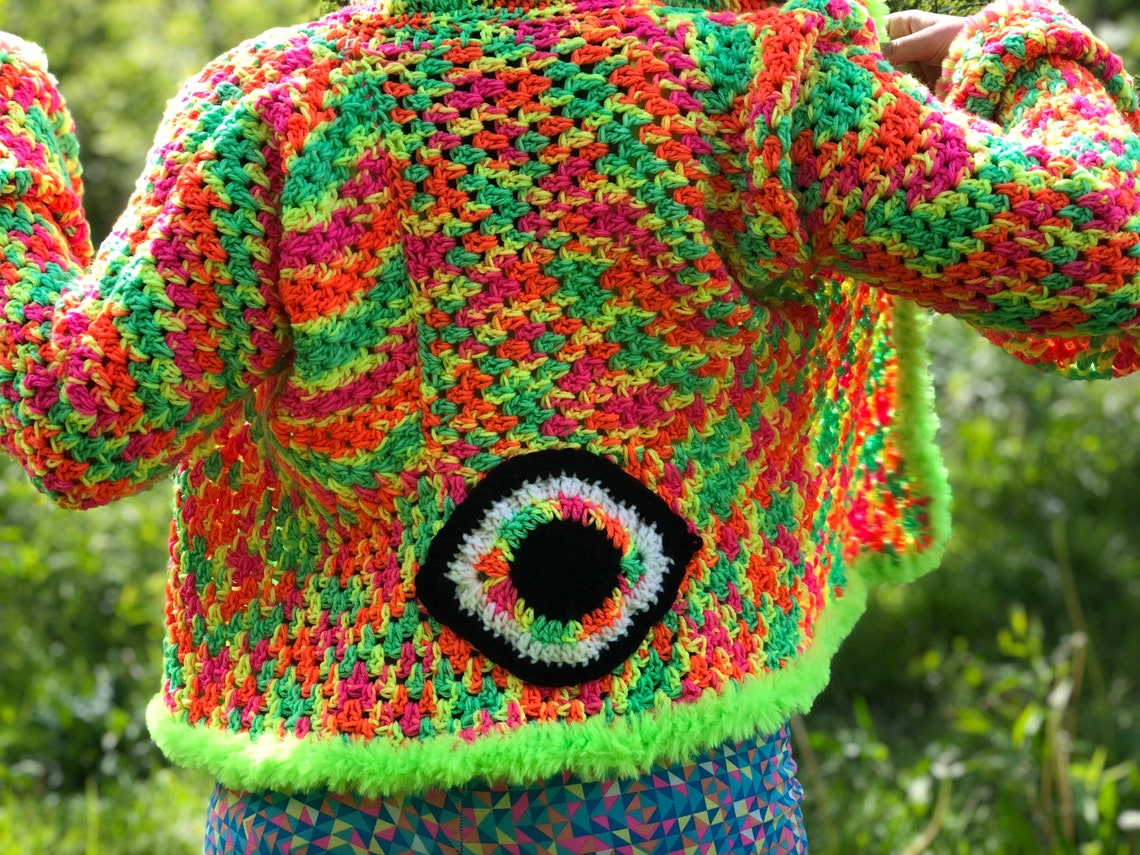 XS/S Trippy Crochet Cardigan